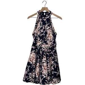NWT Navy and Floral Halter Dress Flowy Cutsie‎ B Darlin